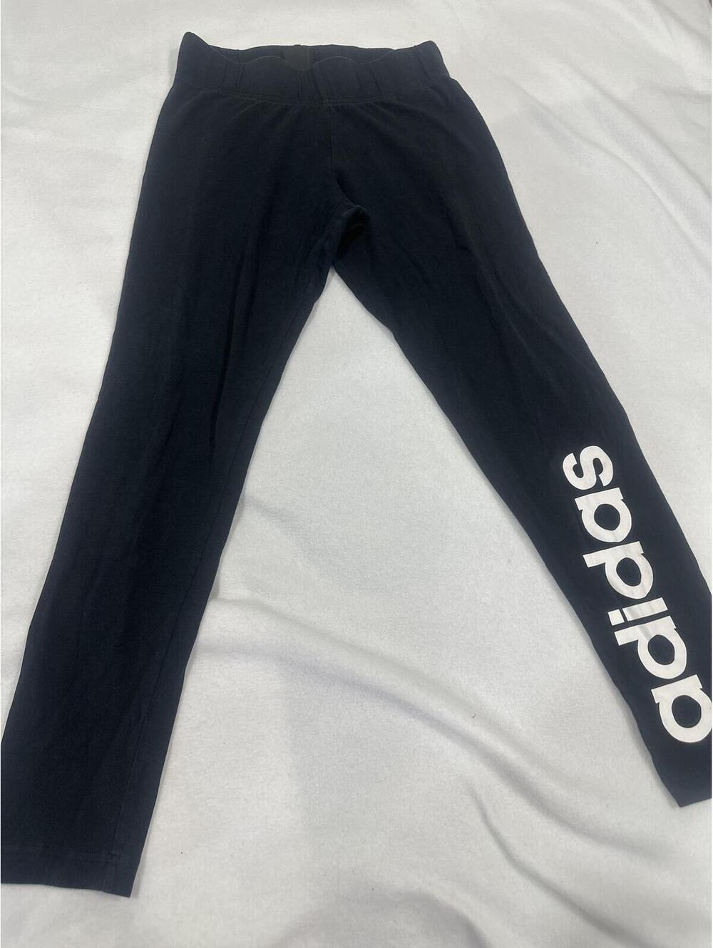 adidas Black High-Waist Leggings with White Logo Print S
